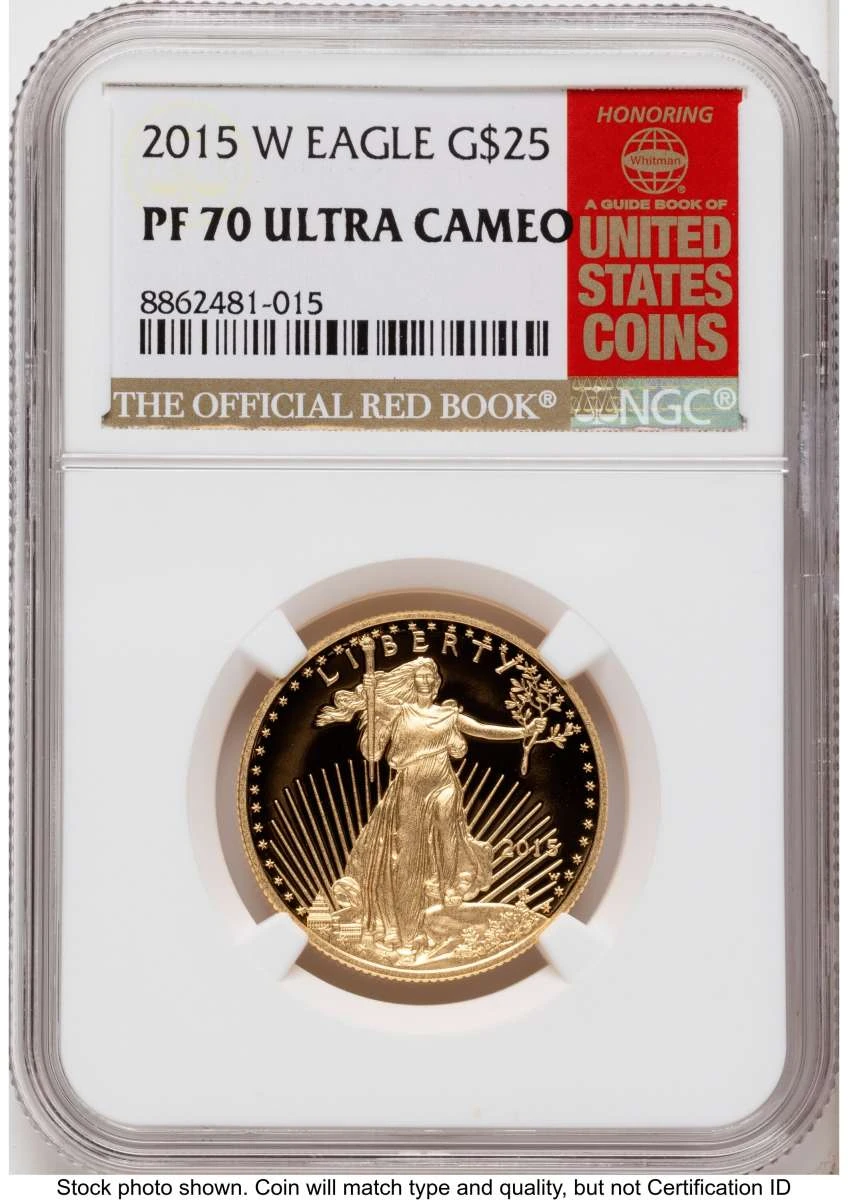 2015-W $25 Proof 1/2 oz American Gold Eagle Coin NGC PF70 UCAM coin front image