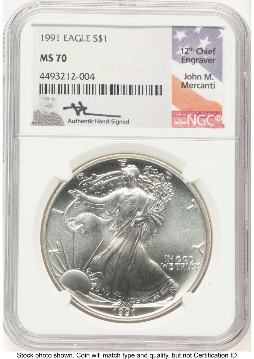 Bullionshark 1991 S$1 American Silver Eagle Coin NGC MS70 - HAT790339005 