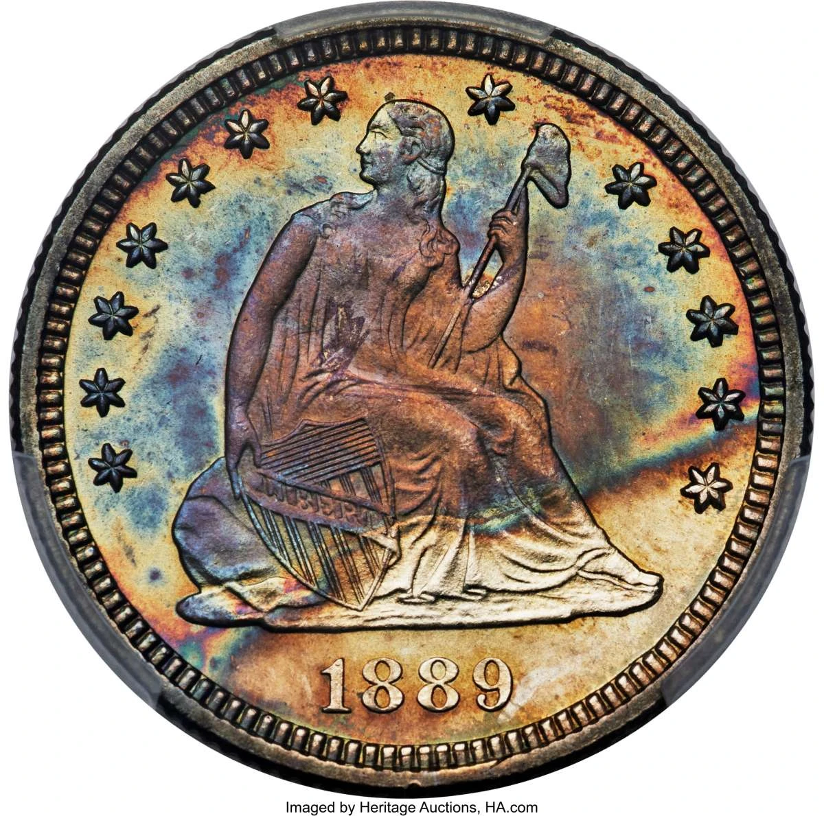 Bullionshark 1889 25C Seated Quarter Coin PCGS MS67  CAC + - HAT791027026 