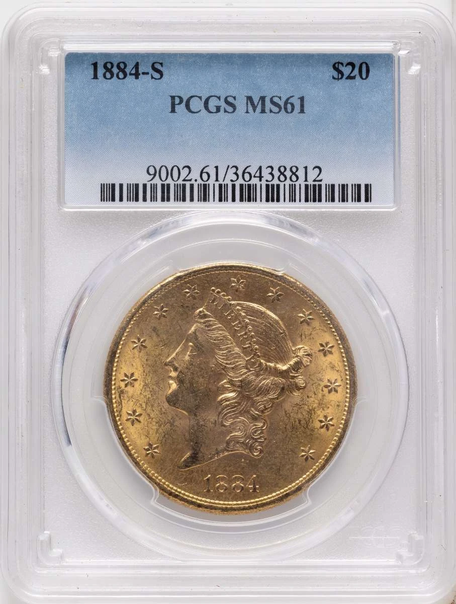 Bullionshark 1884-S $20 Gold Liberty Double Eagle PCGS MS61 - HAT789201024 