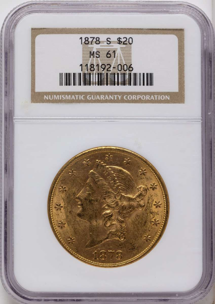 Bullionshark 1878-S $20 Gold Liberty Double Eagle NGC MS61 - HAT789201029 