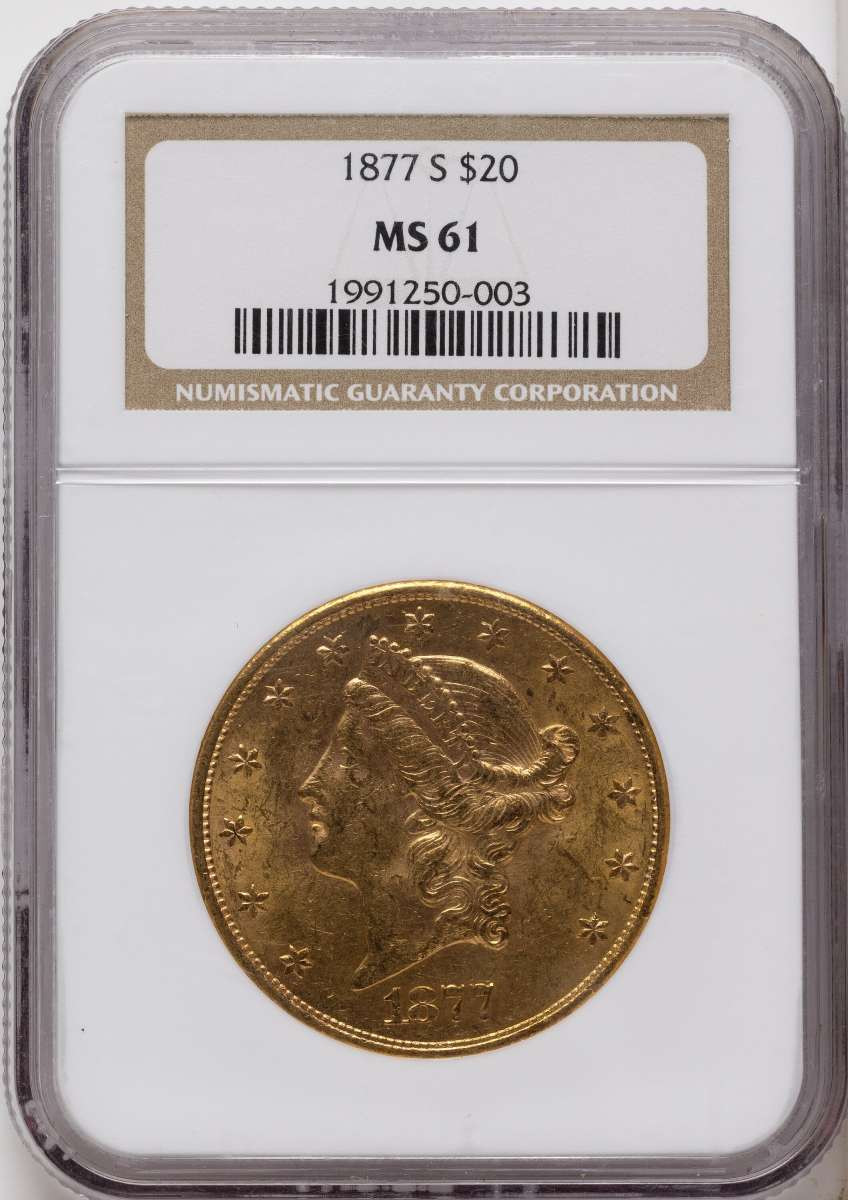 Bullionshark 1877-S $20 Gold Liberty Double Eagle NGC MS61 - HAT790944015 