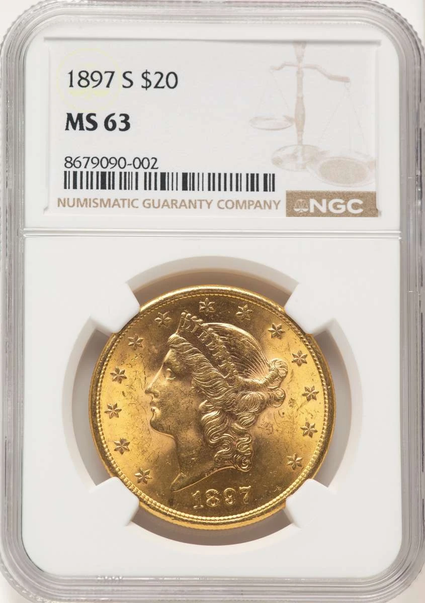 Bullionshark 1897-S $20 Gold Liberty Double Eagle NGC MS63 - HAT171492234 