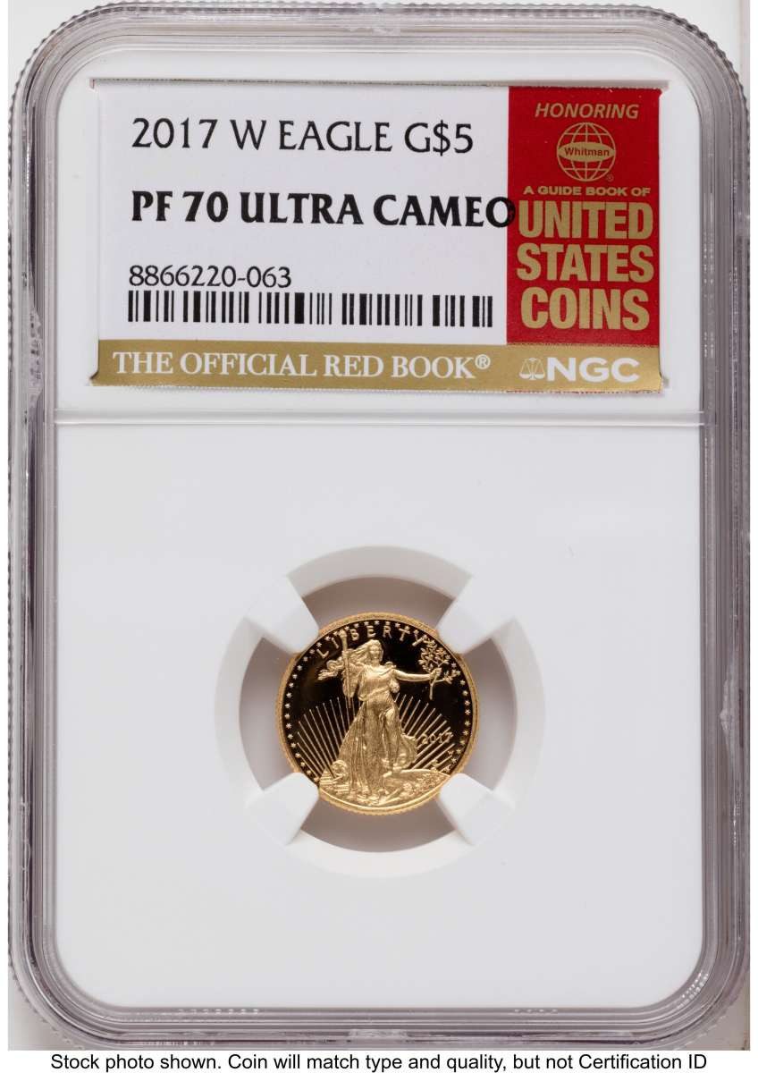 2017-W $5 Proof 1/10 oz American Gold Eagle Coin NGC PF70 UCAM coin front image