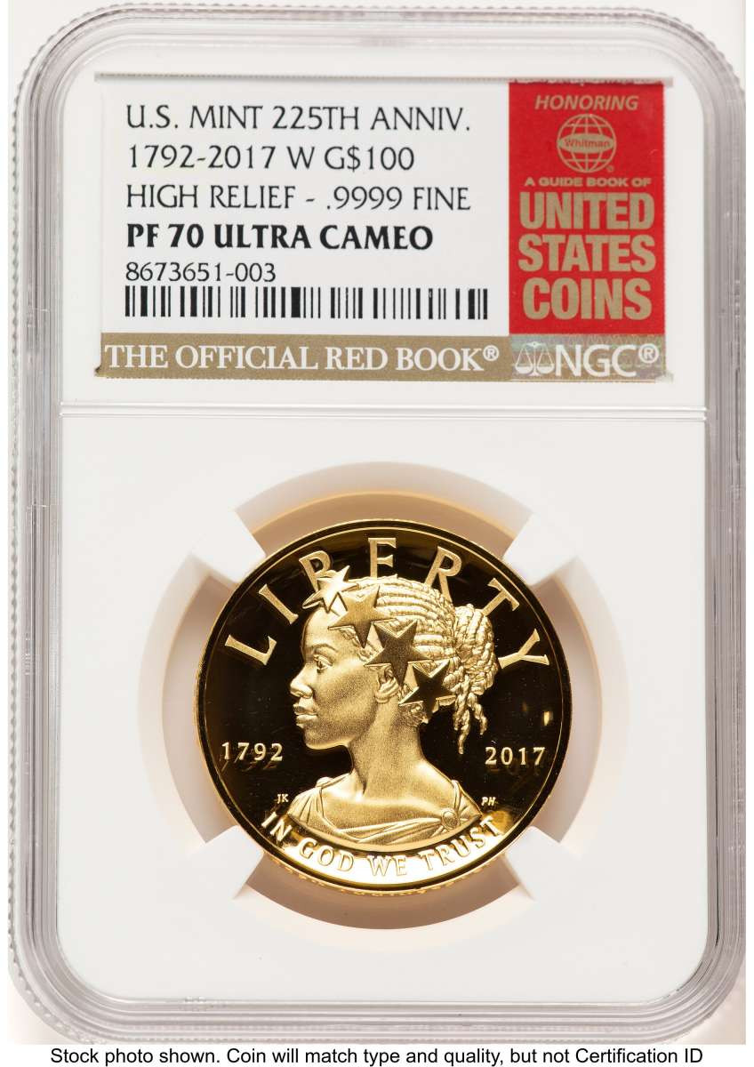 2017-W $100 Gold High Relief Coin NGC MS70 UCAM    American Liberty coin front image
