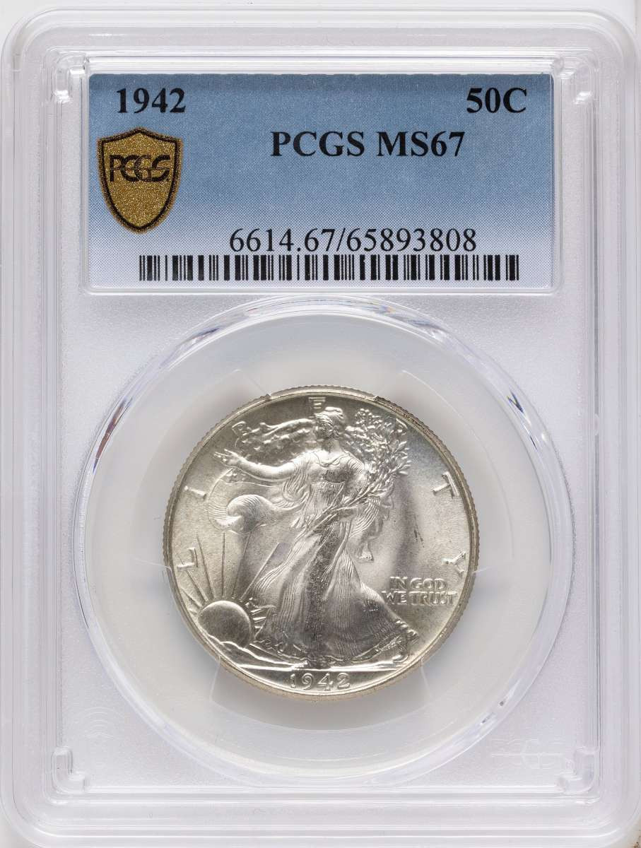 Bullionshark 1942 50C Walking Liberty Half Dollar Coin PCGS MS67 - HAT791180019 