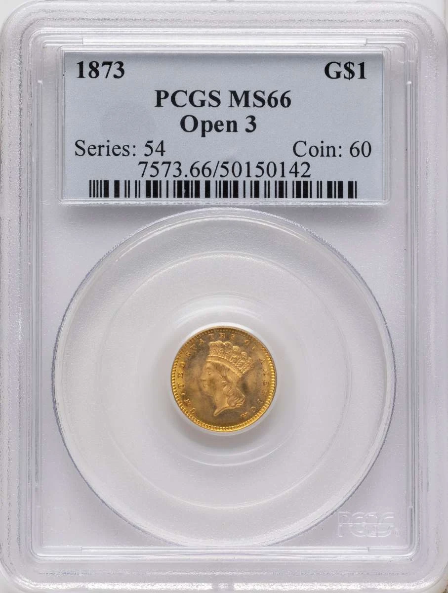 Bullionshark 1873 G$1 Gold Dollar Coin PCGS MS66   Open 3 - HAT508428016 