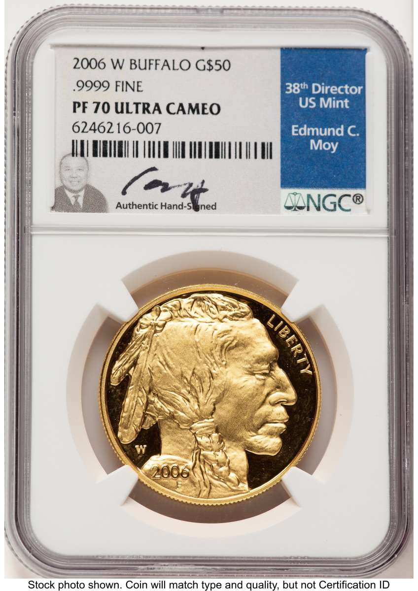 2006-W $50 Proof 1 oz American Gold Buffalo Coin NGC PF70 UCAM - .9999 Fine Gold coin front image