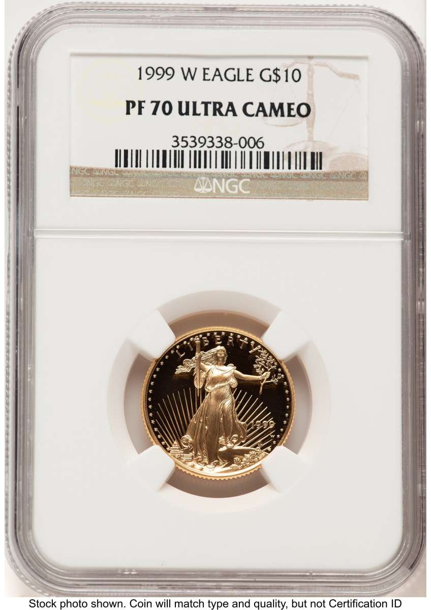 Bullionshark 1999-W $10 Proof 1/4 oz American Gold Eagle Coin NGC PF70 UCAM - HAT791152061 