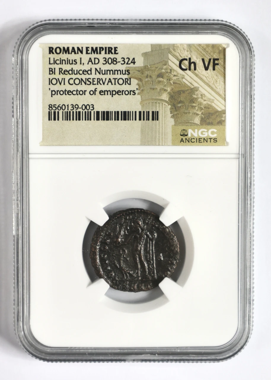 Roman AE of Licinius 1st (AD 308-324) Jovi Conservatori NGC(CH-VF)