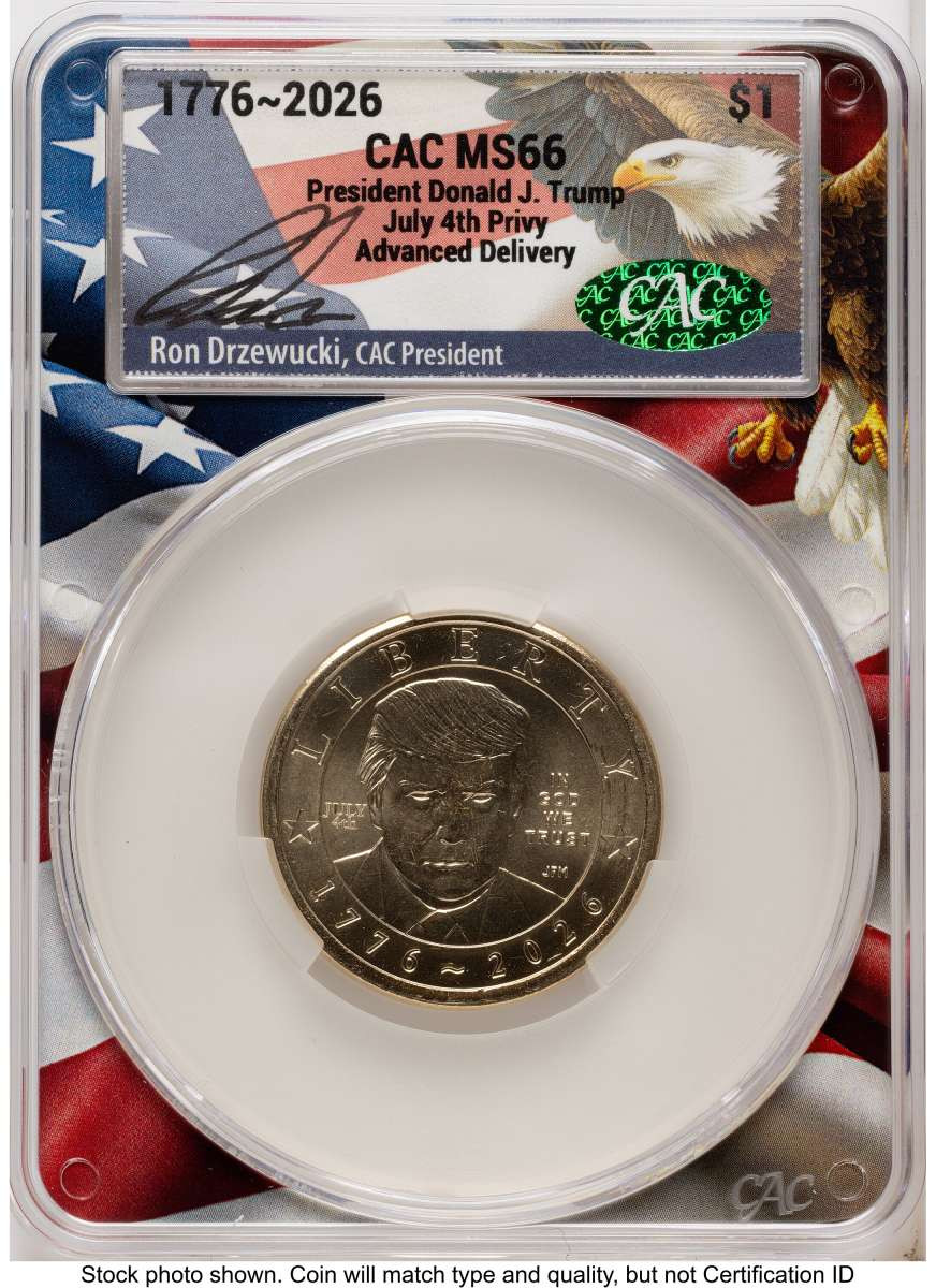 Bullionshark 2026 $1 Modern Bullion Coin CACG MS66   Donald J. Trump Semiquincentennial - July 4th Privy - HAT791469059 