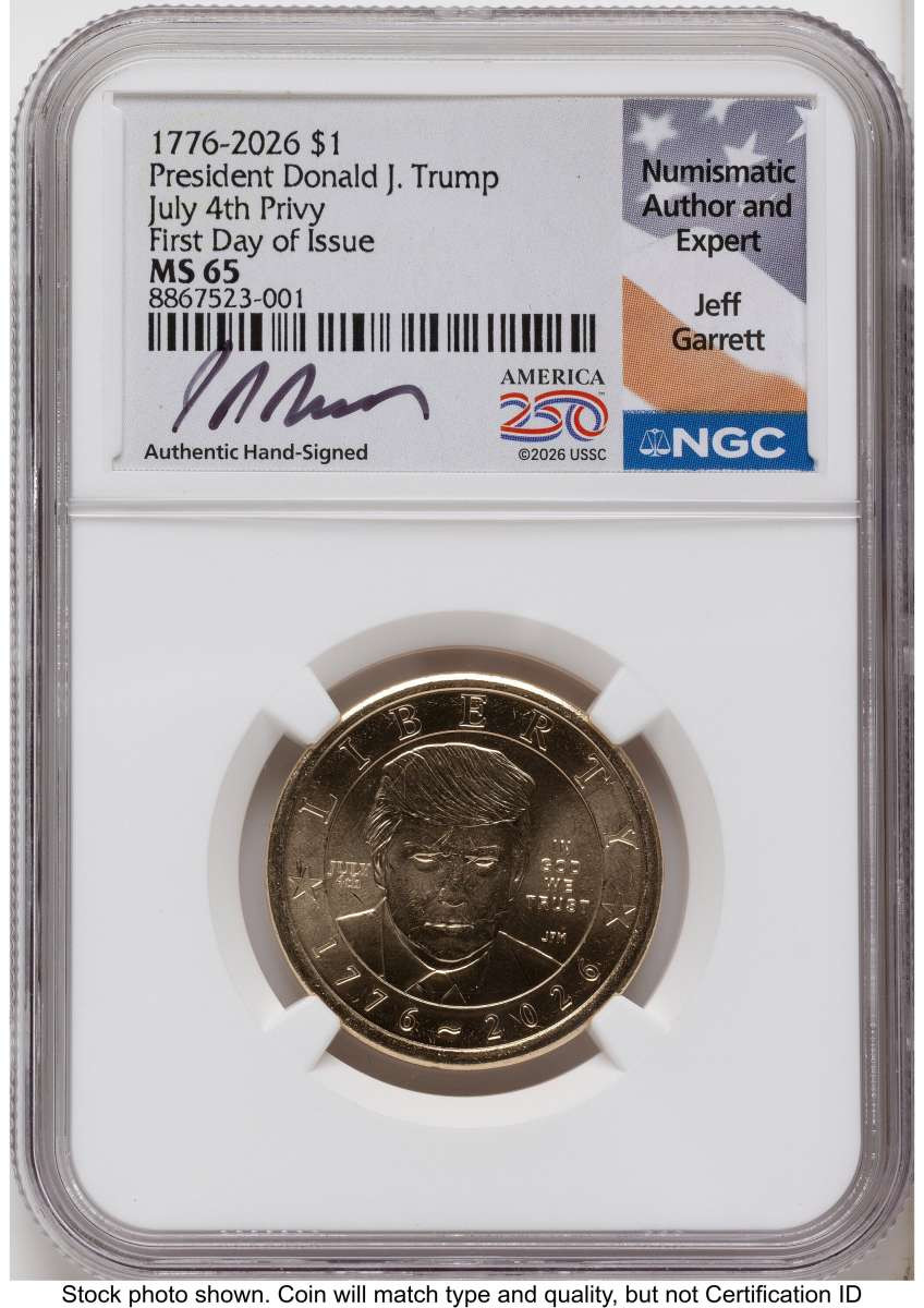 Bullionshark 2026 $1 Modern Bullion Coin NGC MS65   Donald J. Trump Semiquincentennial - July 4th Privy - HAT791469037 