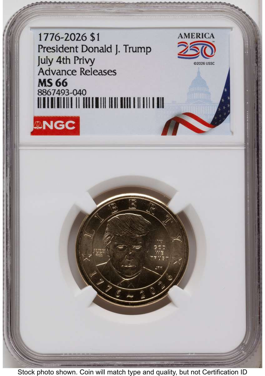Bullionshark 2026 $1 Modern Bullion Coin NGC MS66   Donald J. Trump Semiquincentennial - July 4th Privy - HAT791469033 