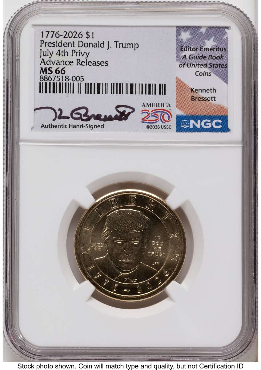 Bullionshark 2026 $1 Modern Bullion Coin NGC MS66   Donald J. Trump Semiquincentennial - July 4th Privy - HAT791469041 