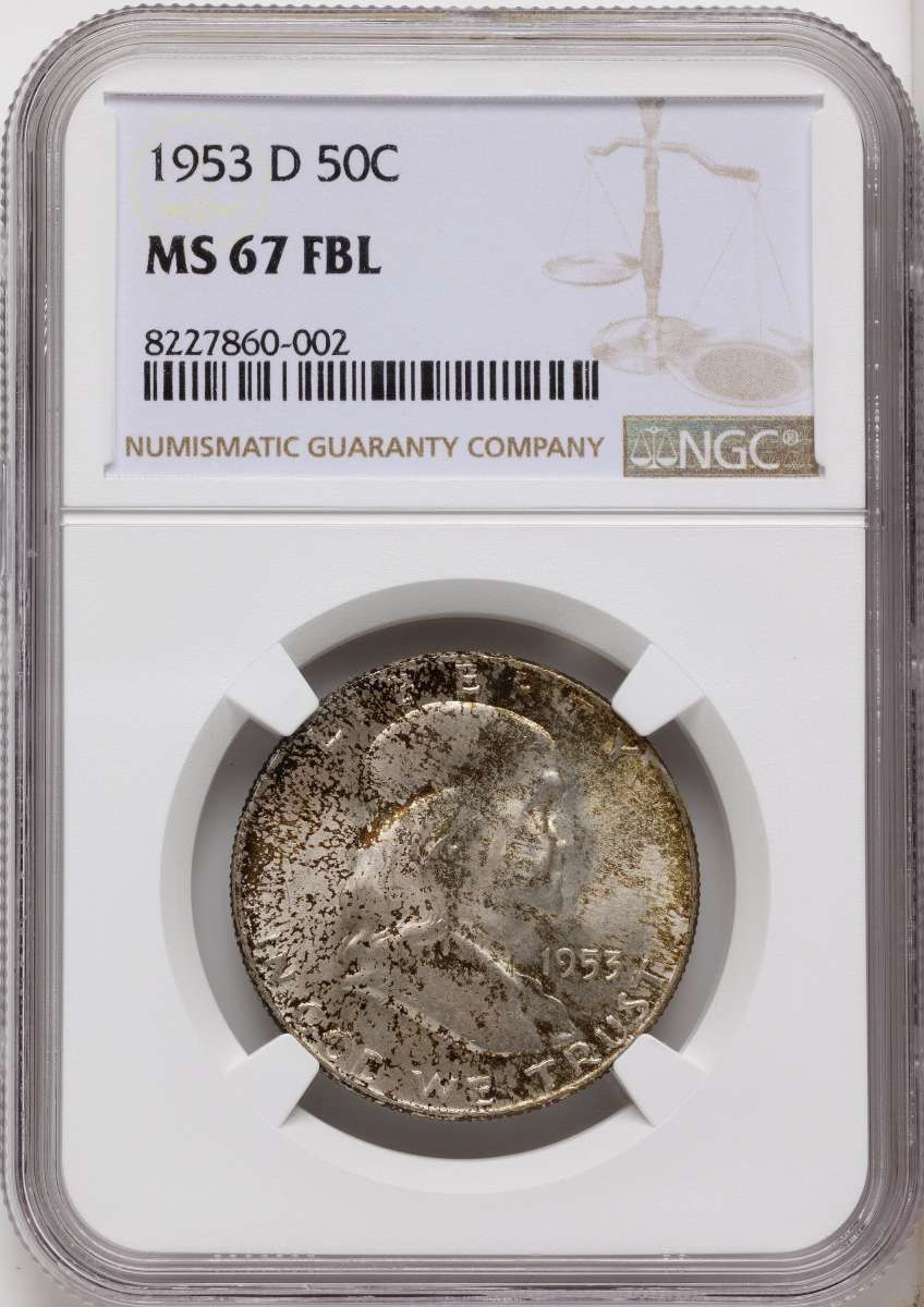 Bullionshark 1953-D 50C Franklin Half Dollar Coin NGC MS67 - HAT790599001 