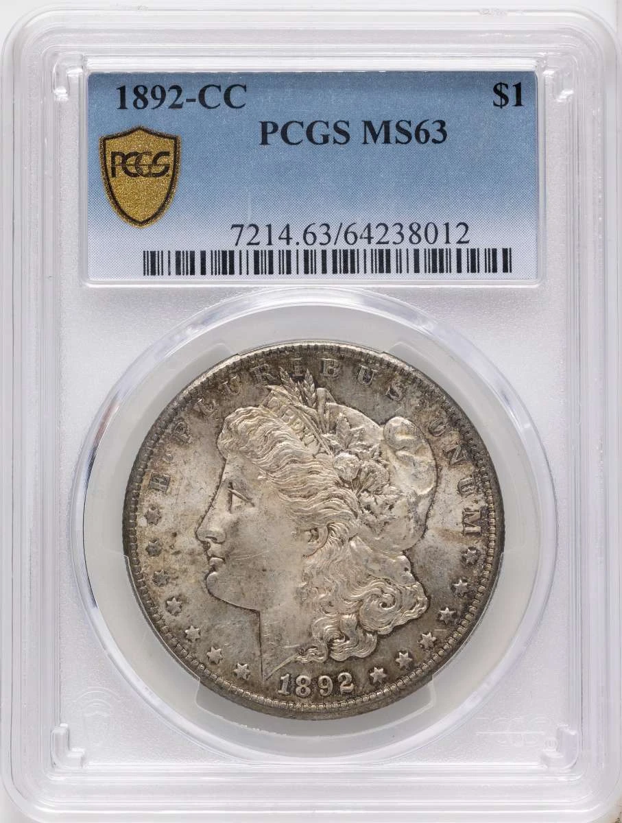 Bullionshark 1892-CC S$1 Morgan Silver Dollar Coin PCGS MS63 - HAT791358067 