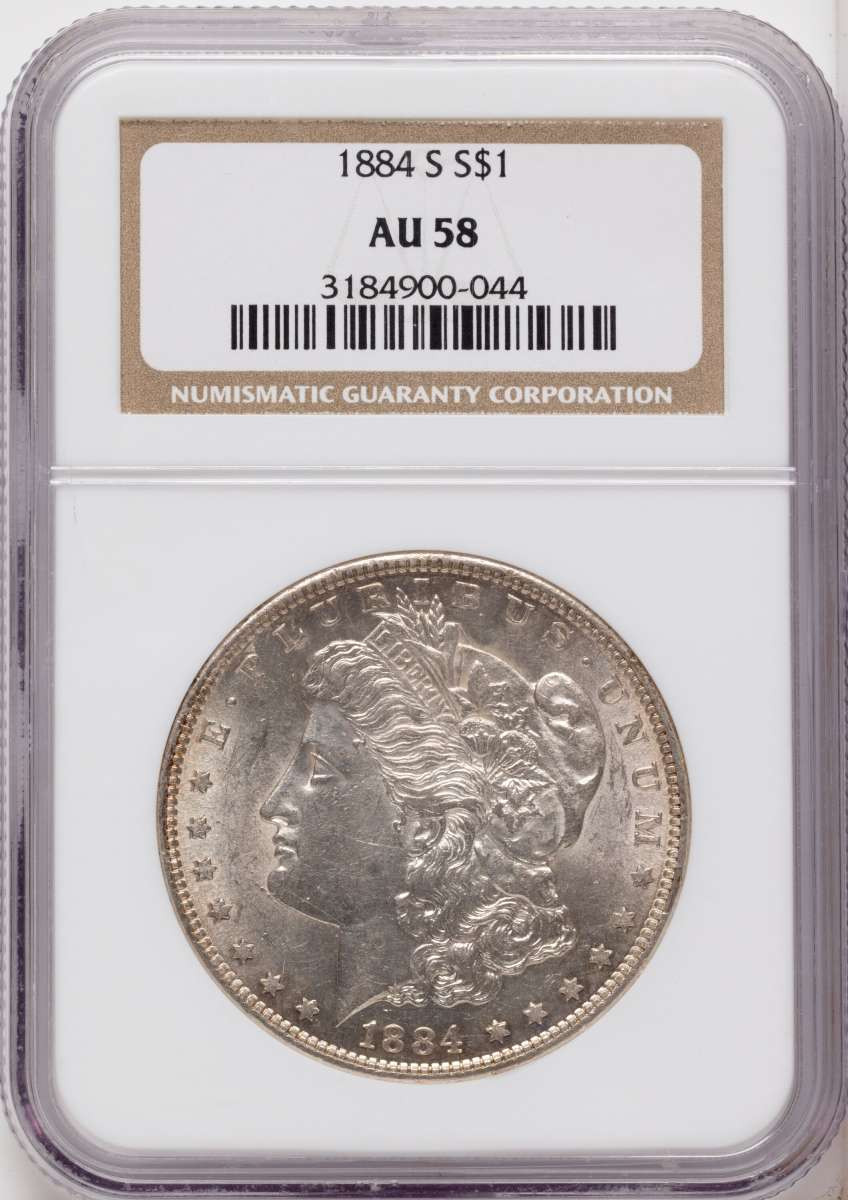 Bullionshark 1884-S S$1 Morgan Silver Dollar Coin NGC AU58 - HAT790858006 