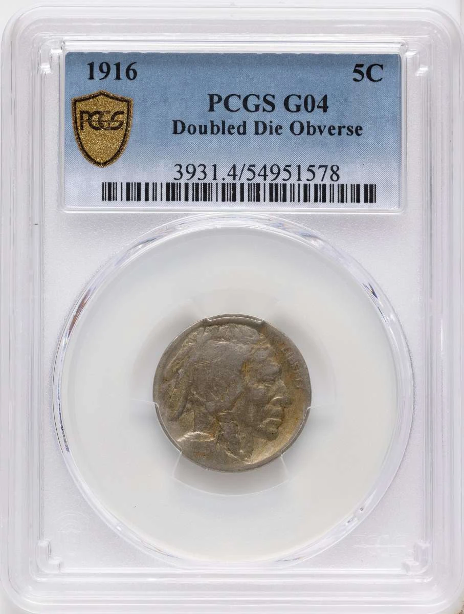 Bullionshark 1916 5C Buffalo Nickel Coin PCGS G4   Doubled Die Obverse - HAT790539013 