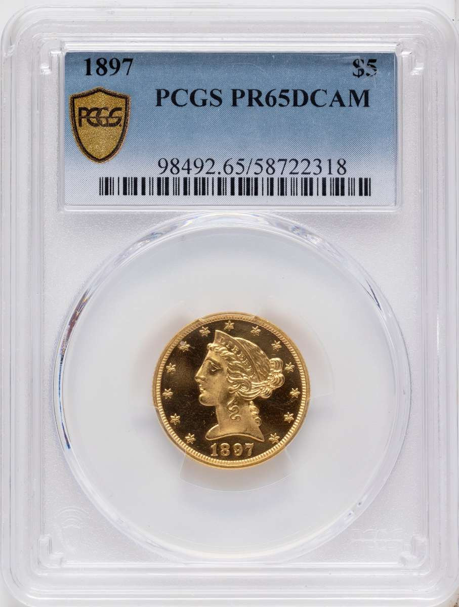 Bullionshark 1897 $5 Proof Liberty Gold Half Eagle Coin PCGS PR65 DCAM - HAT791088004 