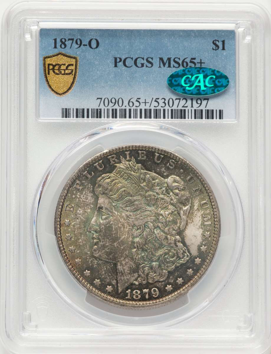 1879-O S$1 Morgan Silver Dollar Coin PCGS MS65  CAC + coin front image