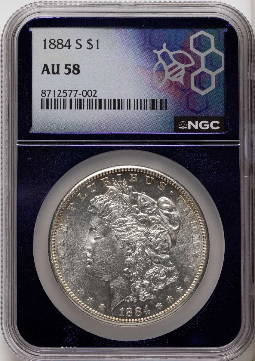 1884-S S$1 Morgan Silver Dollar Coin NGC AU58 coin front image