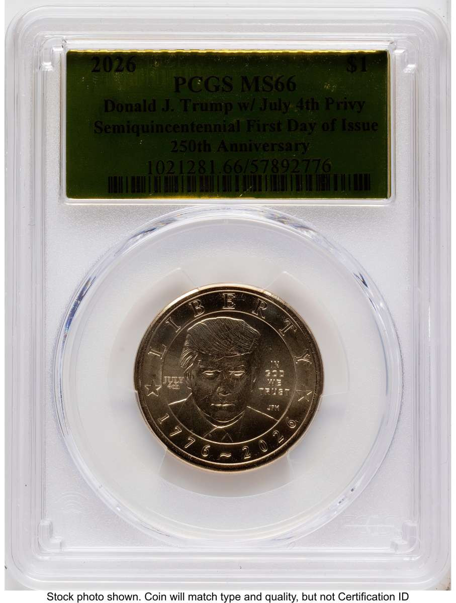 Bullionshark 2026 $1 Modern Bullion Coin PCGS MS66   Donald J. Trump Semiquincentennial - July 4th Privy - HAT791453065 