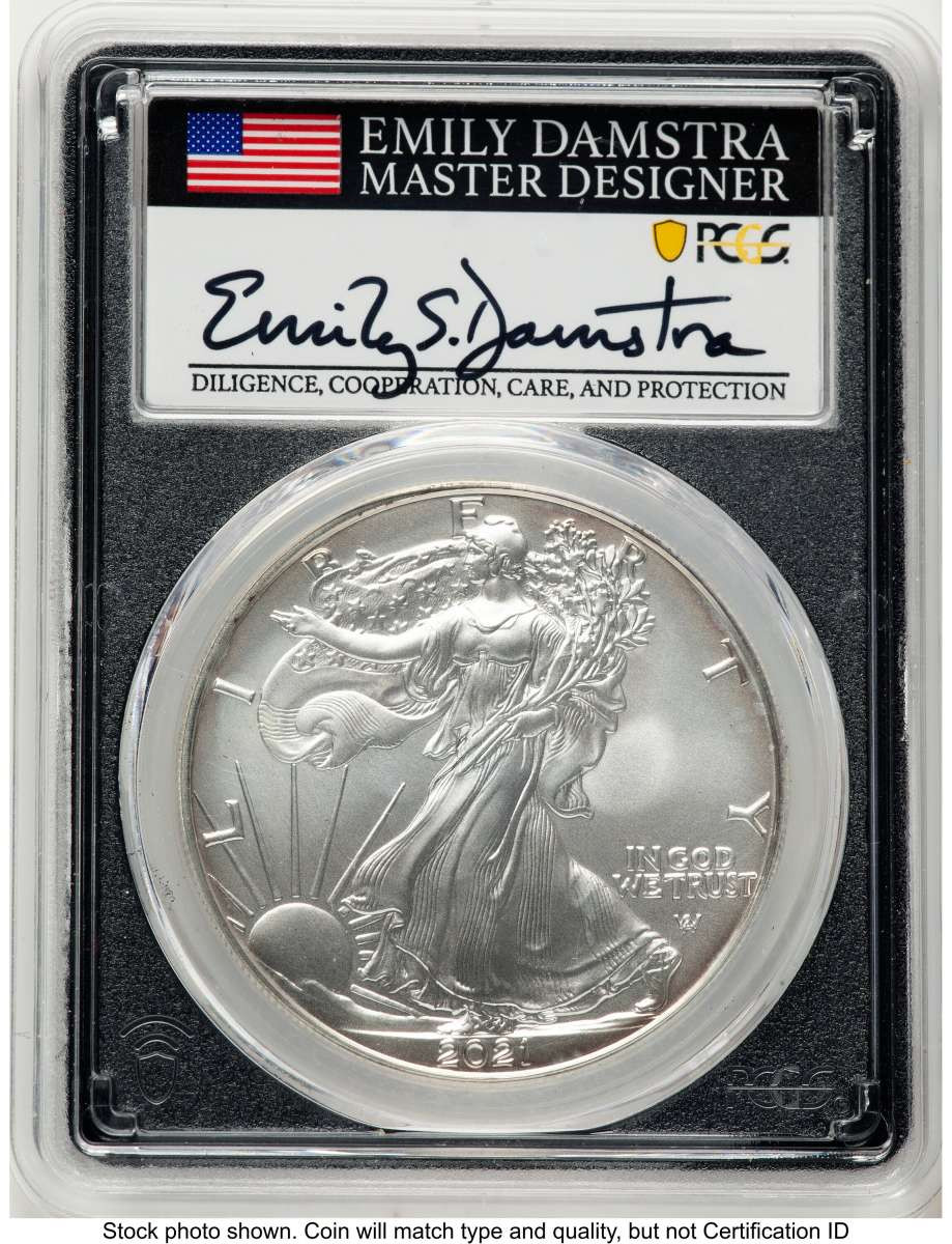 Bullionshark 2021-W S$1 Burnished American Silver Eagle Coin PCGS MS70 - Type Two - First Day of Issue - HAT521119200 