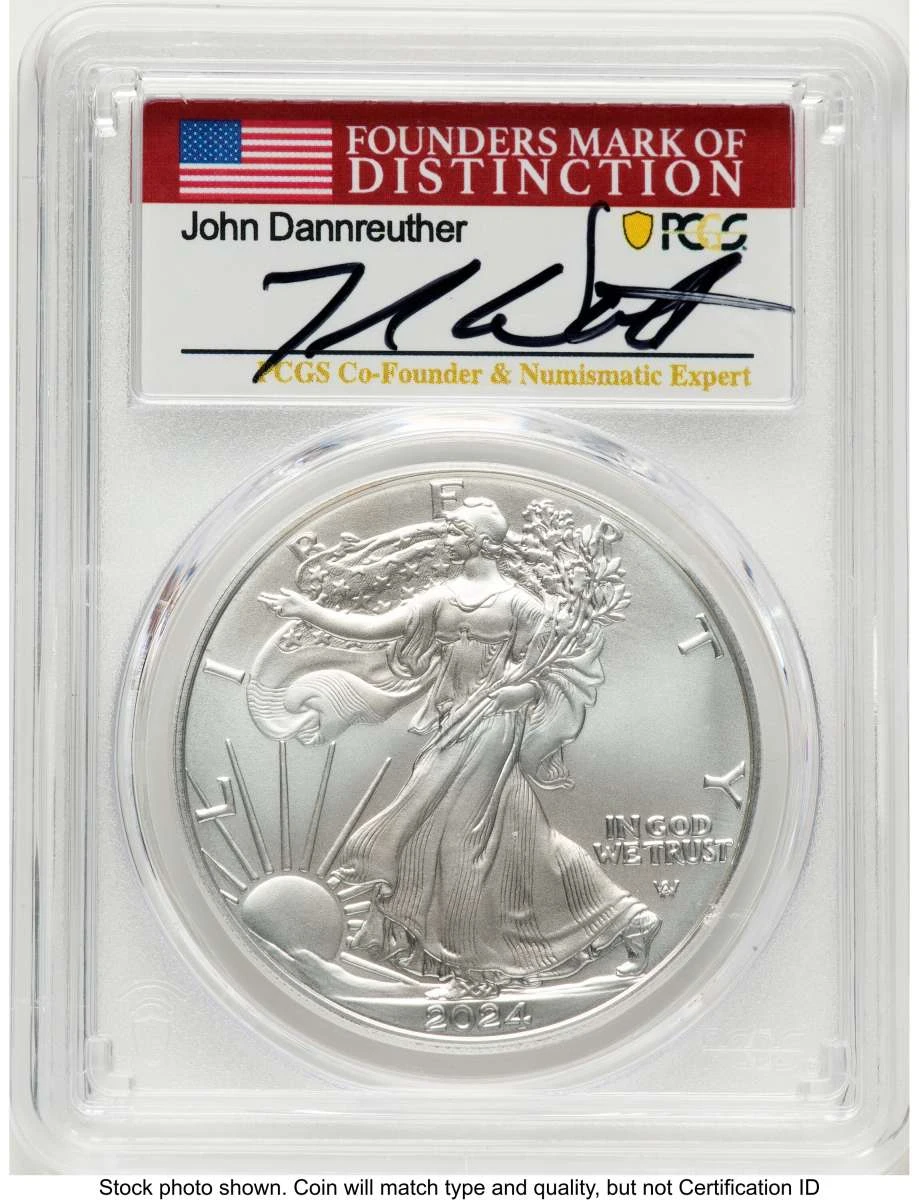 Bullionshark 2024-W S$1 Burnished American Silver Eagle Coin PCGS MS70 - Advanced Release - HAT770082079 
