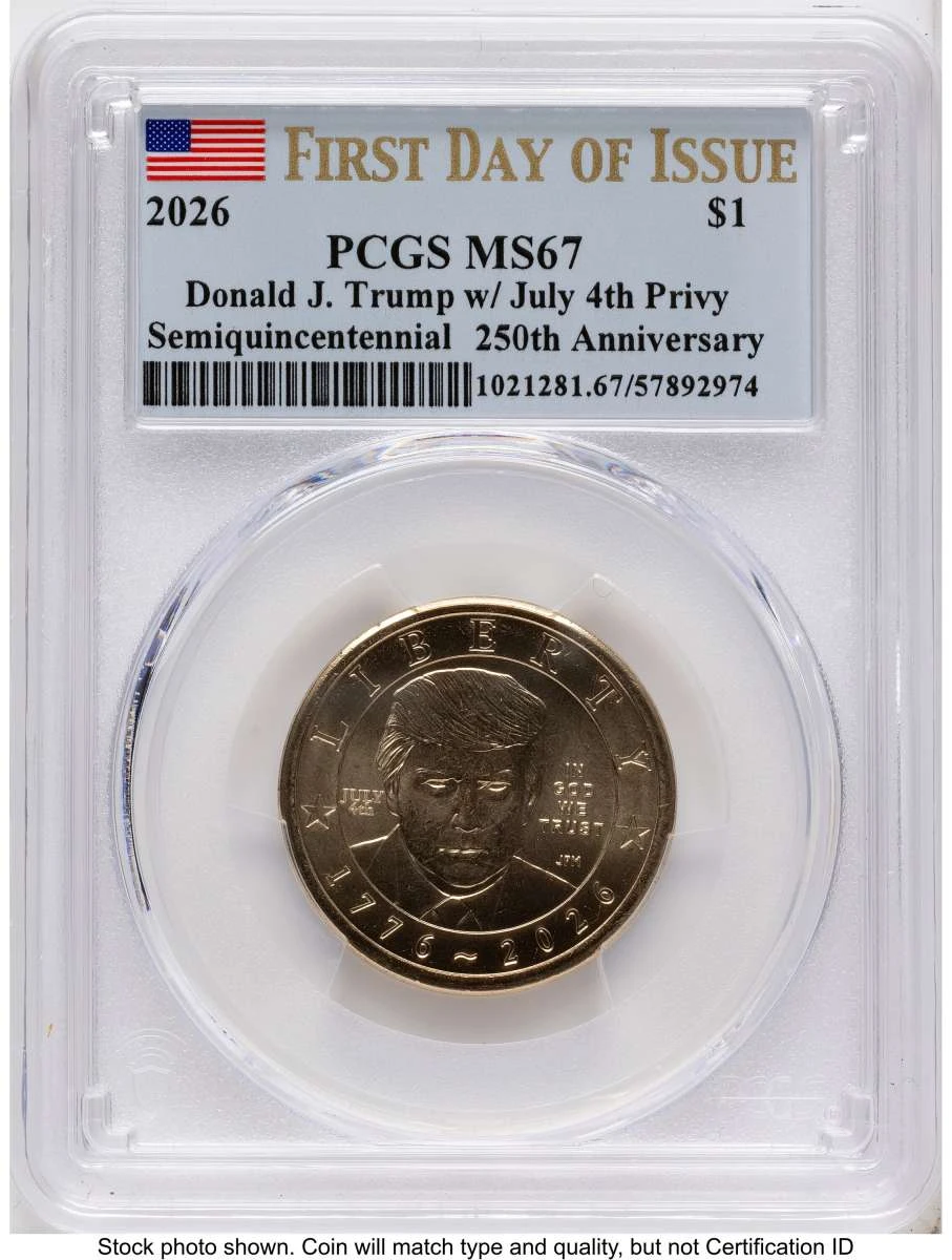 Bullionshark 2026 $1 Modern Bullion Coin PCGS MS67   Donald J. Trump Semiquincentennial - July 4th Privy - HAT791453069 