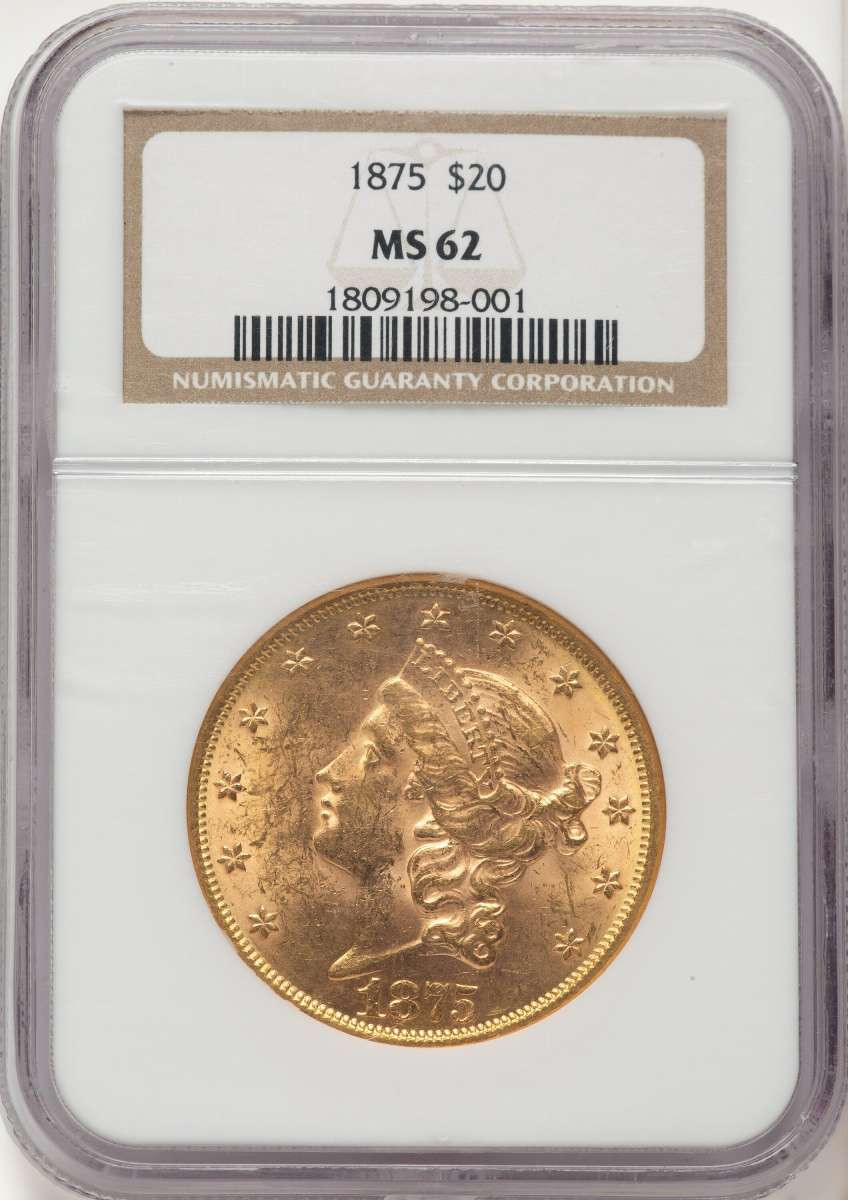 Bullionshark 1875 $20 Gold Liberty Double Eagle NGC MS62 - HAT508254001 
