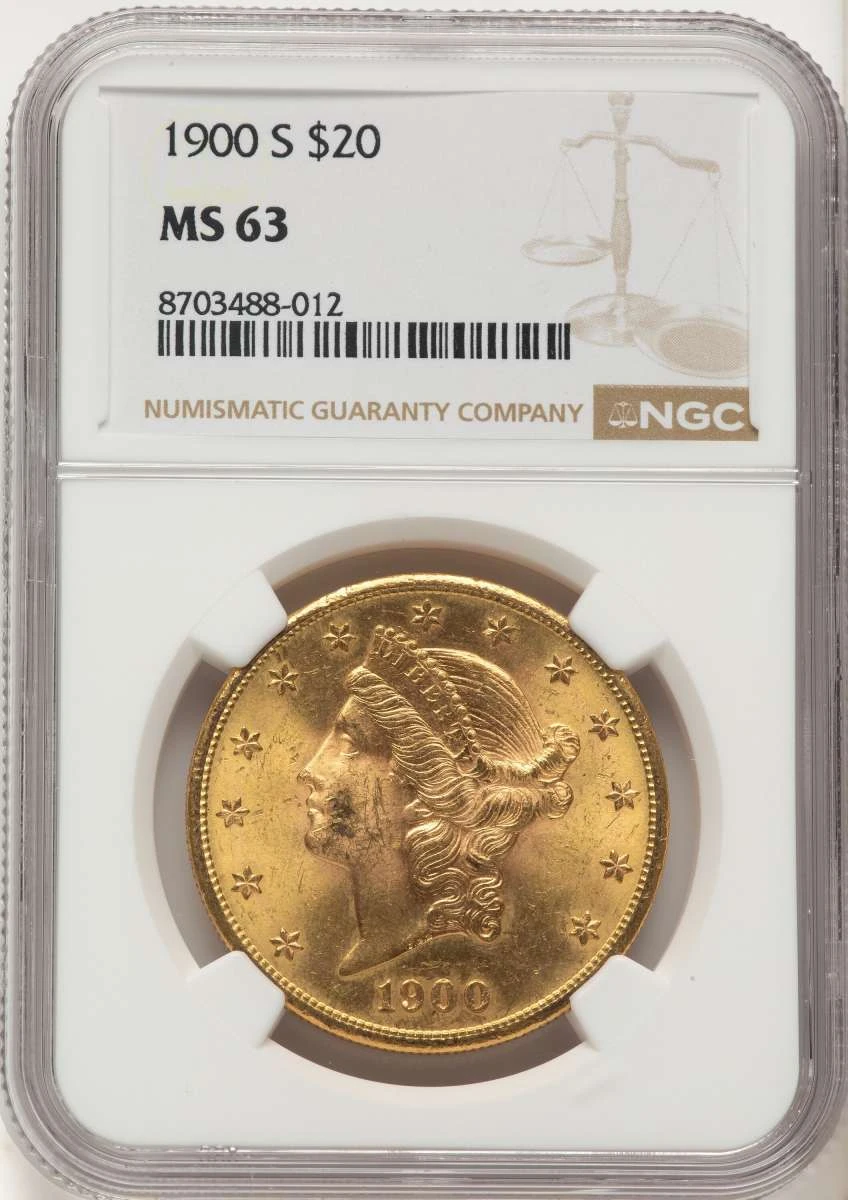 1900-S $20 Gold Liberty Double Eagle NGC MS63 coin front image