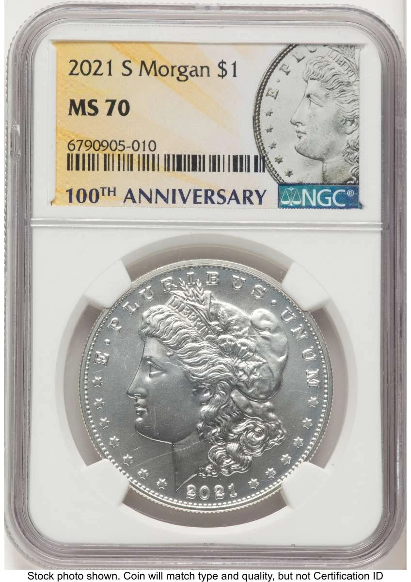 Bullionshark 2021-S $1 Modern Bullion Coin NGC MS70   Morgan Dollar 100th Anniversary - HAT789501014 