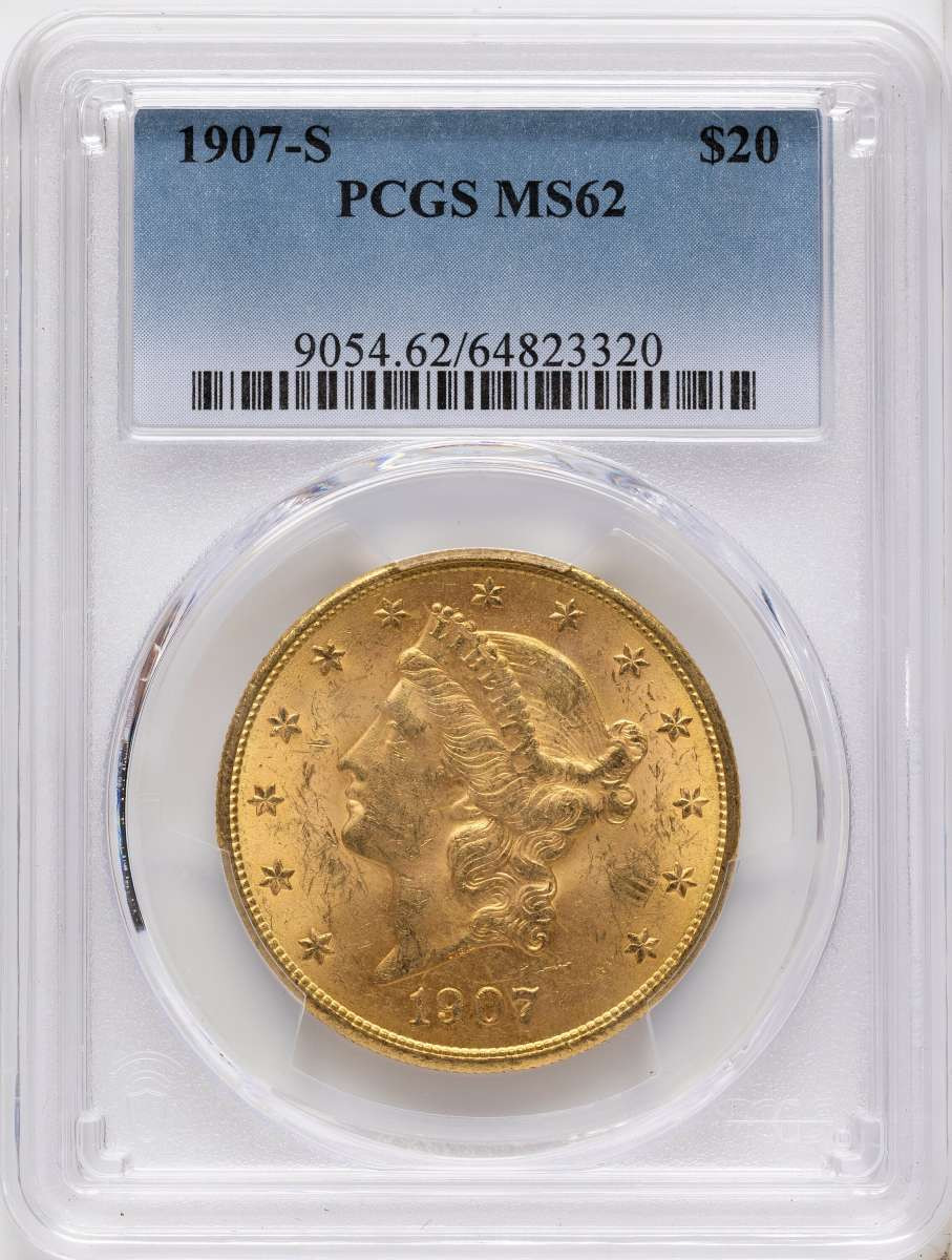 Bullionshark 1907-S $20 Gold Liberty Double Eagle PCGS MS62 - HAT789053018 