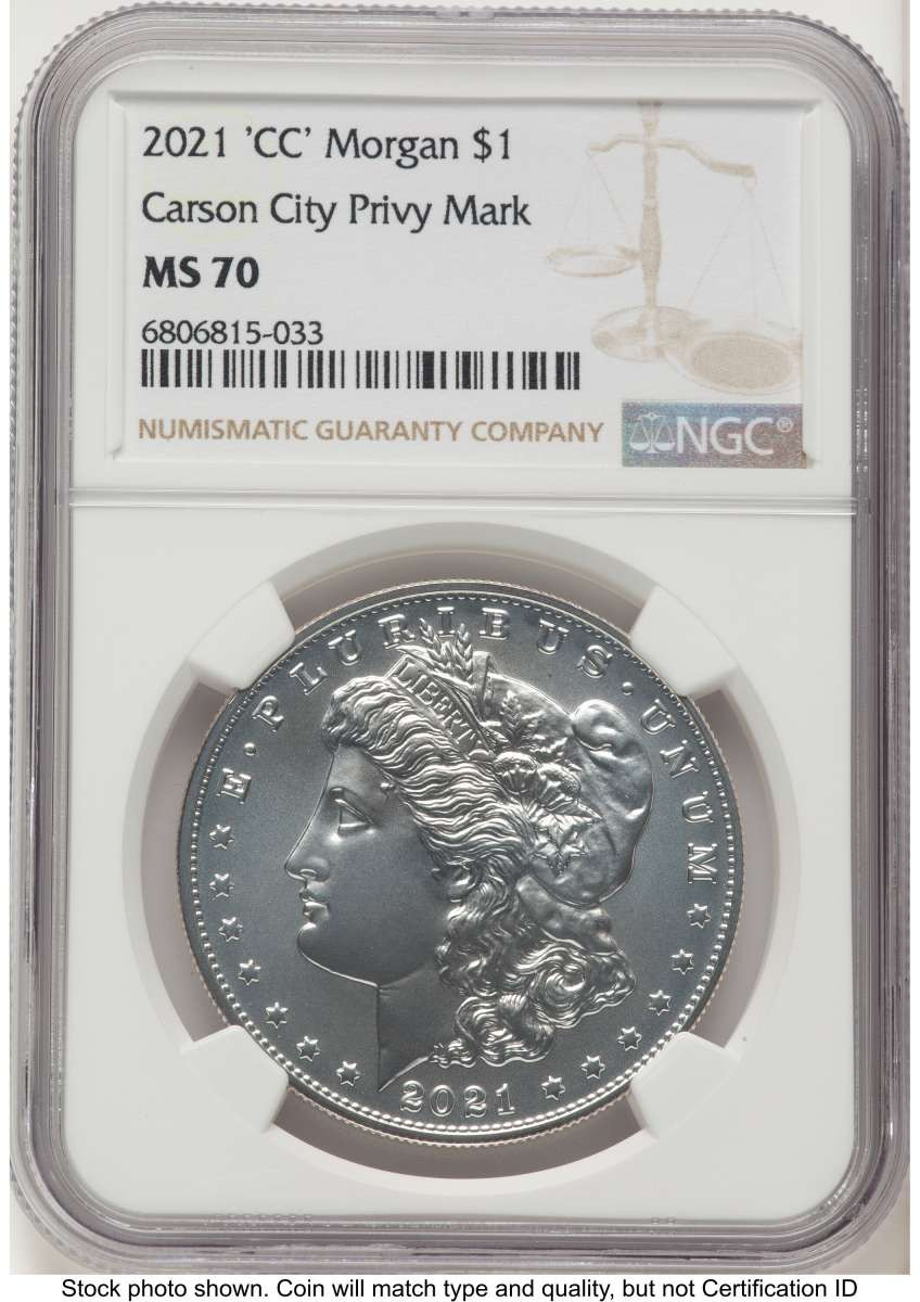 Bullionshark 2021 $1 Modern Bullion Coin NGC MS70   Morgan Dollar 100th Anniversary - CC Privy - HAT766509012 