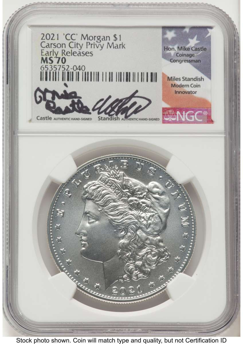 Bullionshark 2021 $1 Modern Bullion Coin NGC MS70   Morgan Dollar 100th Anniversary - CC Privy - HAT771165066 