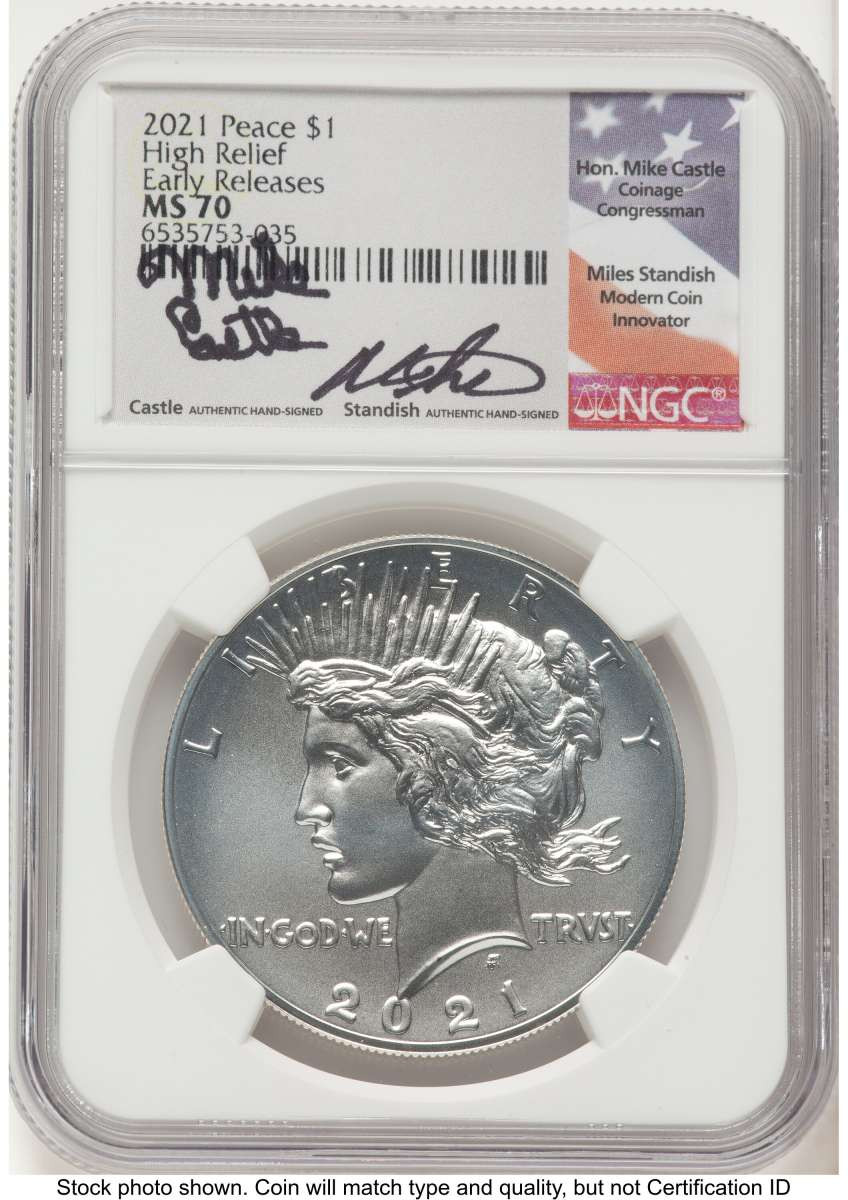 Bullionshark 2021 $1 Modern Bullion Coin NGC MS70   Peace Dollar 100th Anniversary - First Strike - HAT771165069 