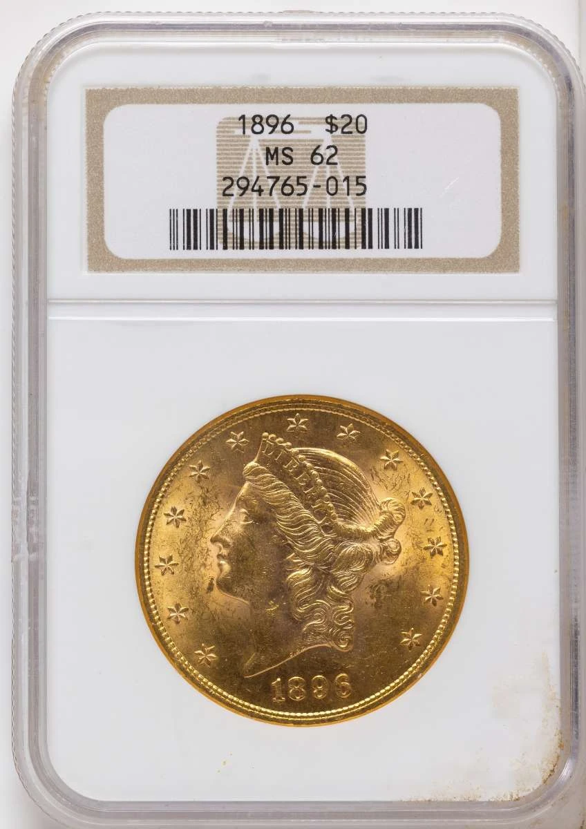 1896 $20 Gold Liberty Double Eagle NGC MS62 coin front image