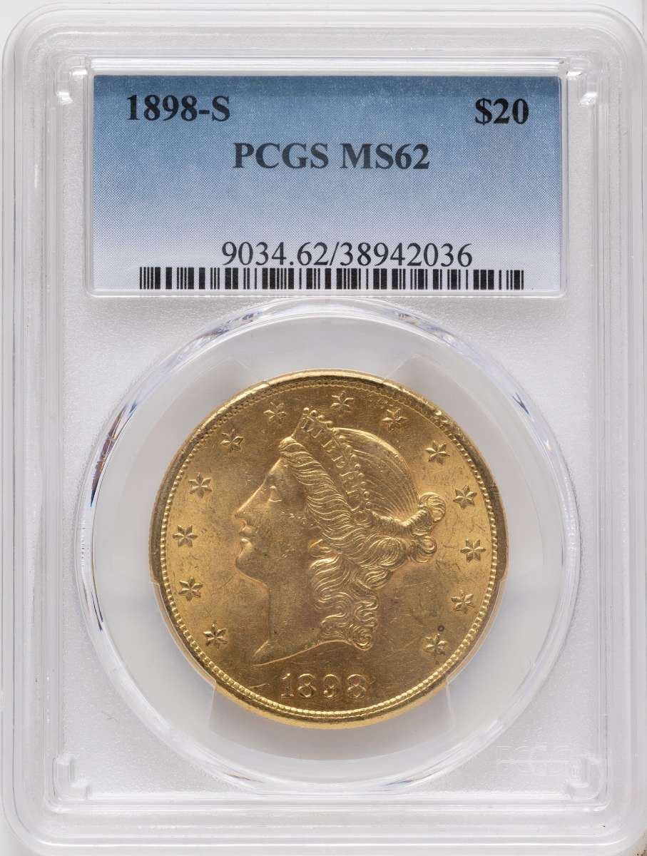 Bullionshark 1898-S $20 Gold Liberty Double Eagle PCGS MS62 - HAT790103006 