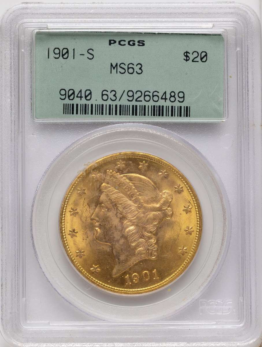 Bullionshark 1901-S $20 Gold Liberty Double Eagle PCGS MS63 - HAT525356048 