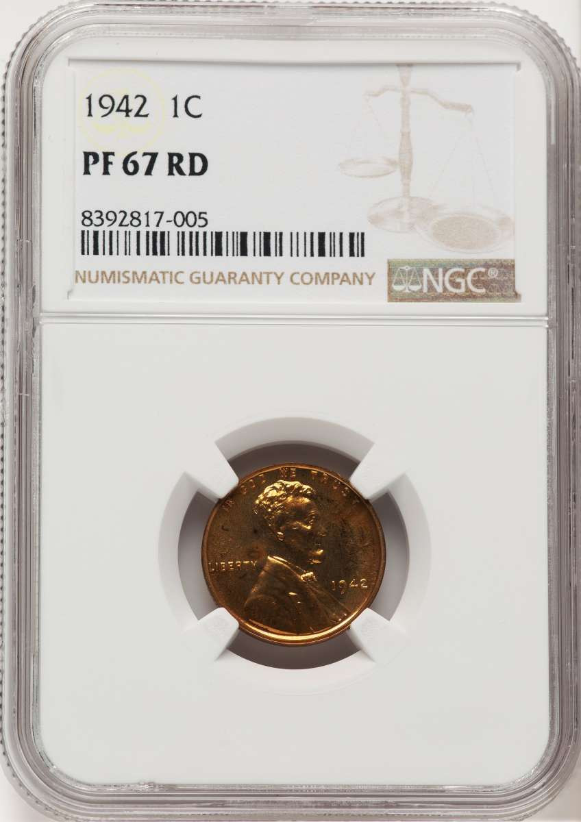 Bullionshark 1942 1C Proof Lincoln Cent Coin NGC PF67     RD - HAT779825001 