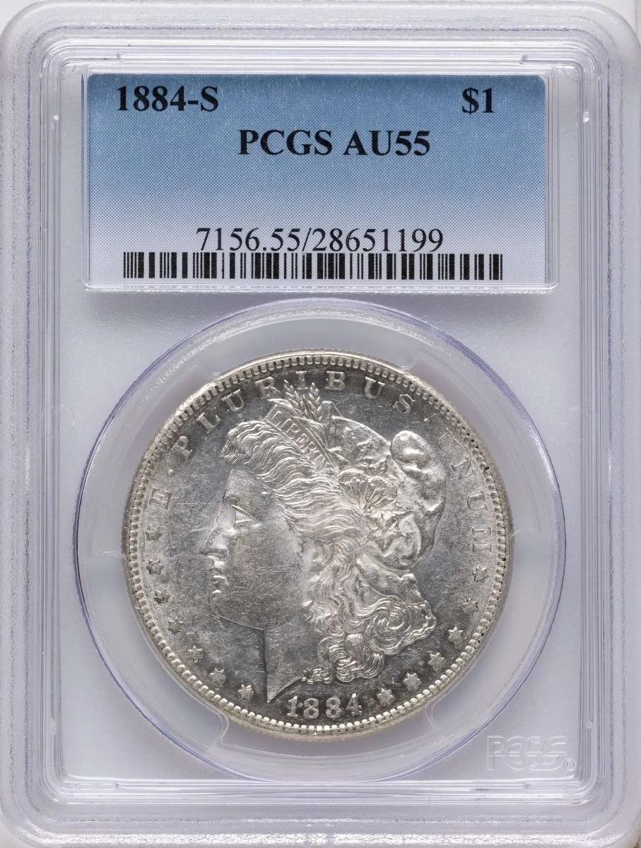 Bullionshark 1884-S S$1 Morgan Silver Dollar Coin PCGS AU55 - HAT790293056 