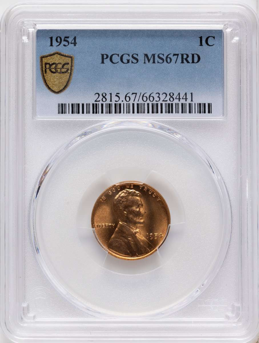 Bullionshark 1954 1C Lincoln Cent Coin PCGS MS67     RD - HAT788565001 