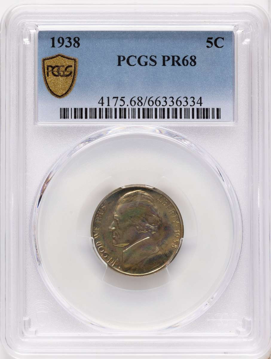 Bullionshark 1938 5C Proof Jefferson Nickel Coin PCGS PR68 - HAT789368009 