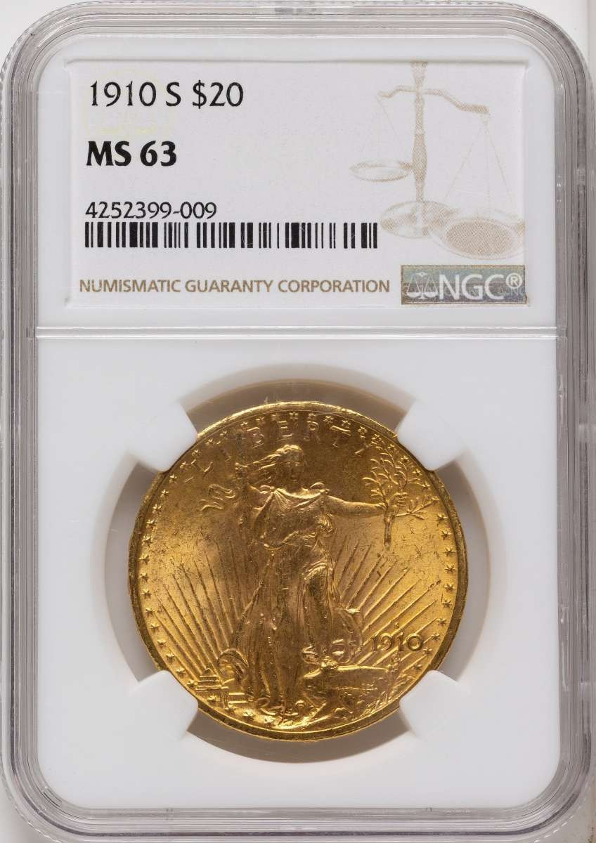 1910-S $20 Saint Gaudens Double Eagle NGC MS63 coin front image