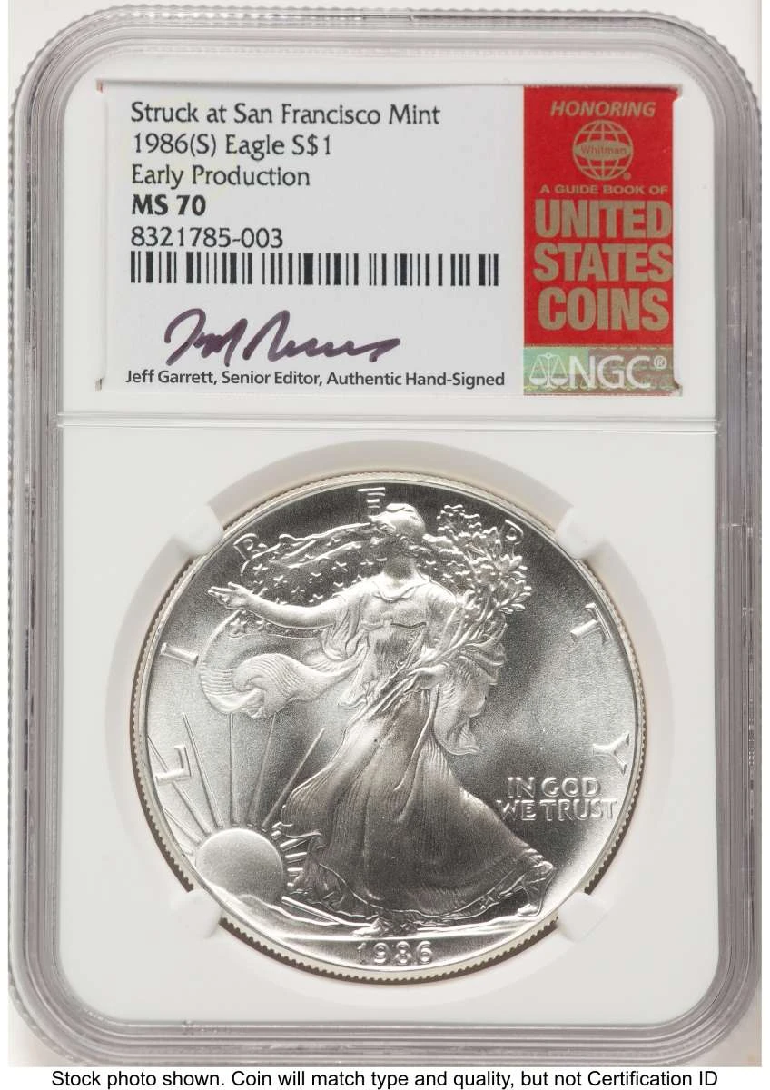 Bullionshark 1986-(S) S$1 American Silver Eagle Coin NGC MS70 - Struck at San Francisco - HAT519969290 