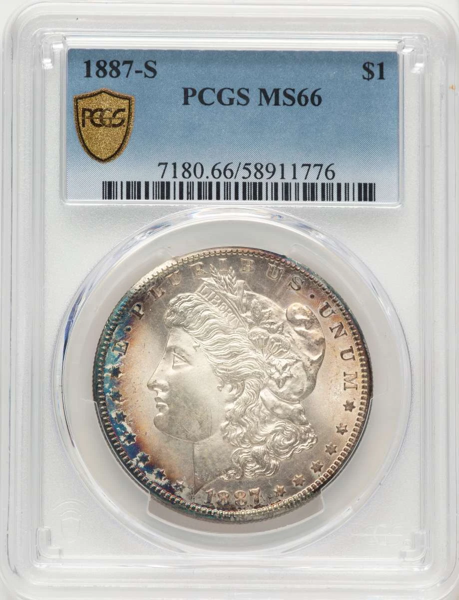 Bullionshark 1887-S S$1 Morgan Silver Dollar Coin PCGS MS66 - HAT786205004 