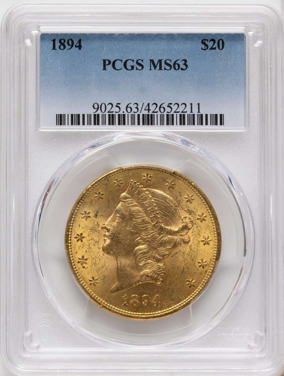 Bullionshark 1894 $20 Gold Liberty Double Eagle PCGS MS63 - HAT790205007 