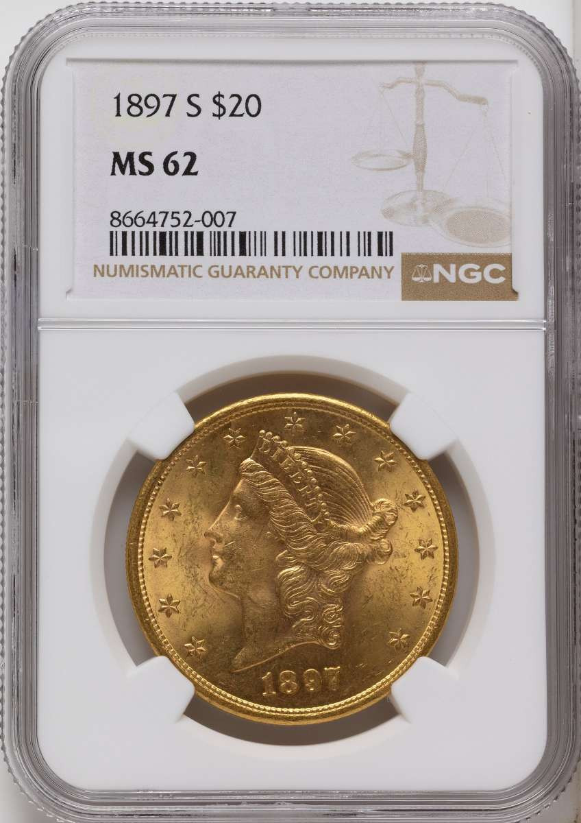 Bullionshark 1897-S $20 Gold Liberty Double Eagle NGC MS62 - HAT508326069 