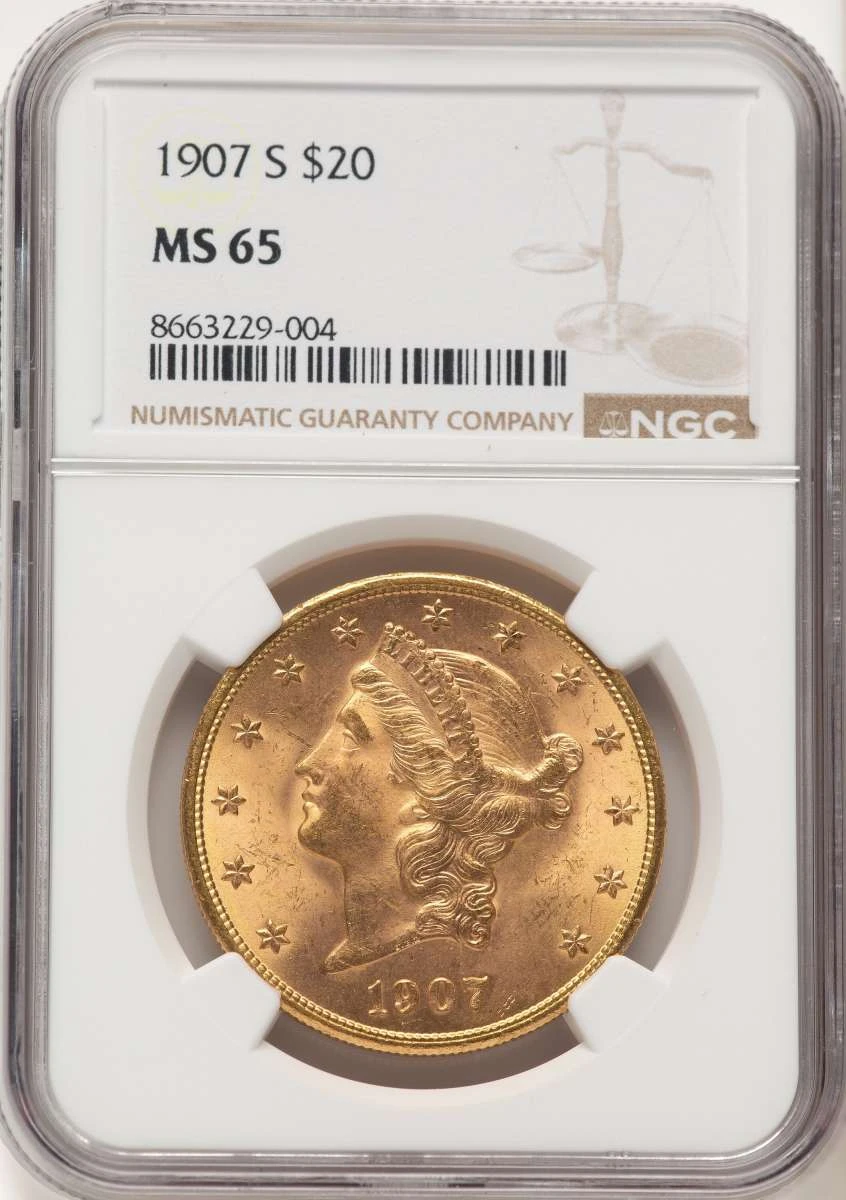 Bullionshark 1907-S $20 Gold Liberty Double Eagle NGC MS65 - HAT769563062 