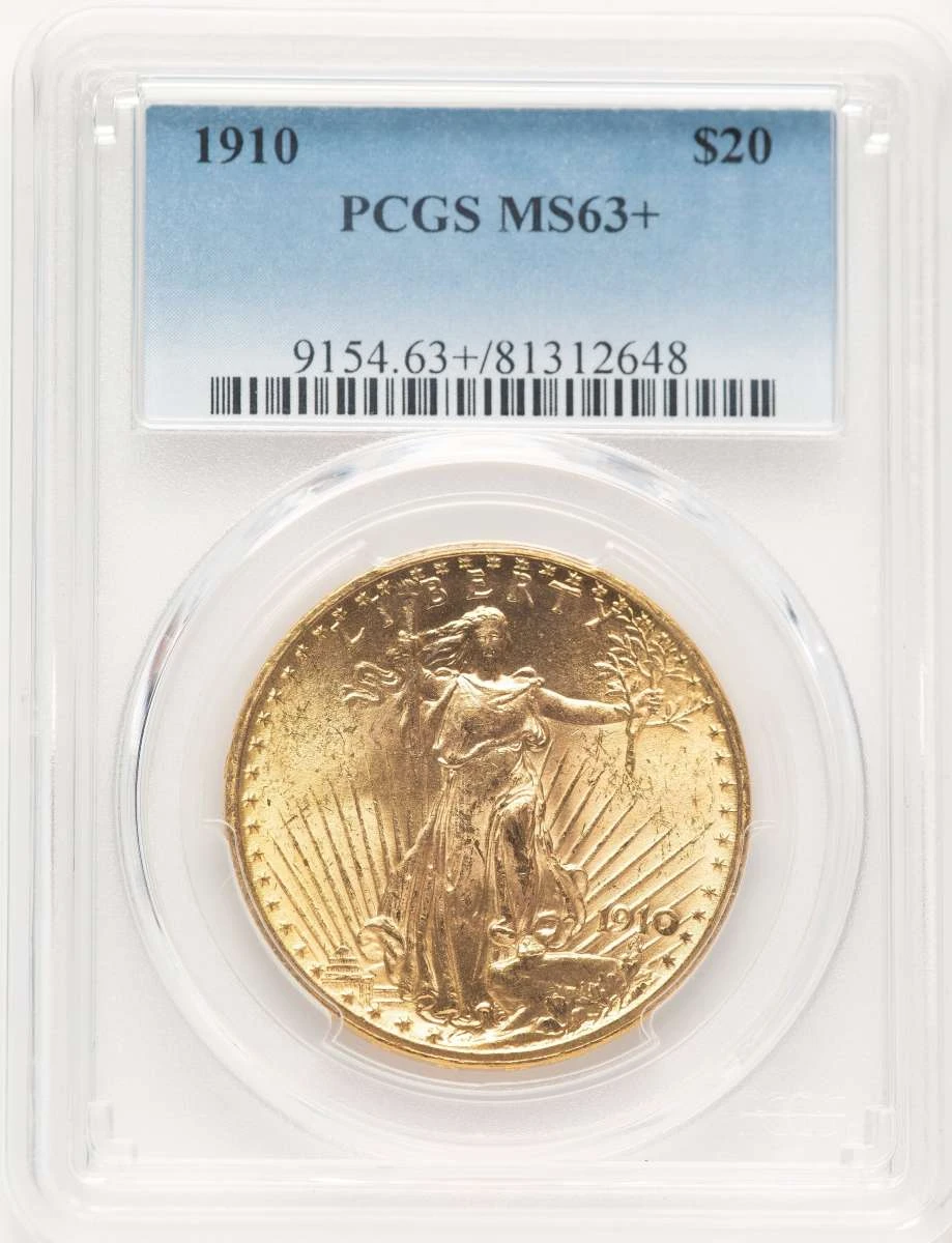Bullionshark 1910 $20 Saint Gaudens Double Eagle PCGS MS63  + - HAT785416011 